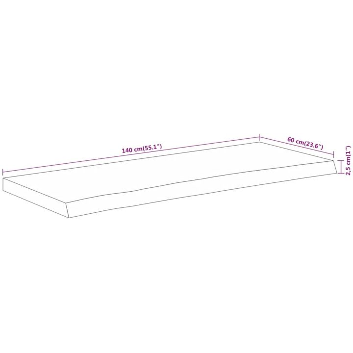 Bänkskiva för badrum 140x60x2,5 cm rektangulär massiv akacia vidaXL 140 x 60 x 2.5 cm – bild 8