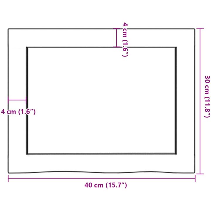 Bänkskiva för badrum 40x30x(2-4) cm obehandlat massivt trä vidaXL 40 x 30 x 4 cm – bild 9