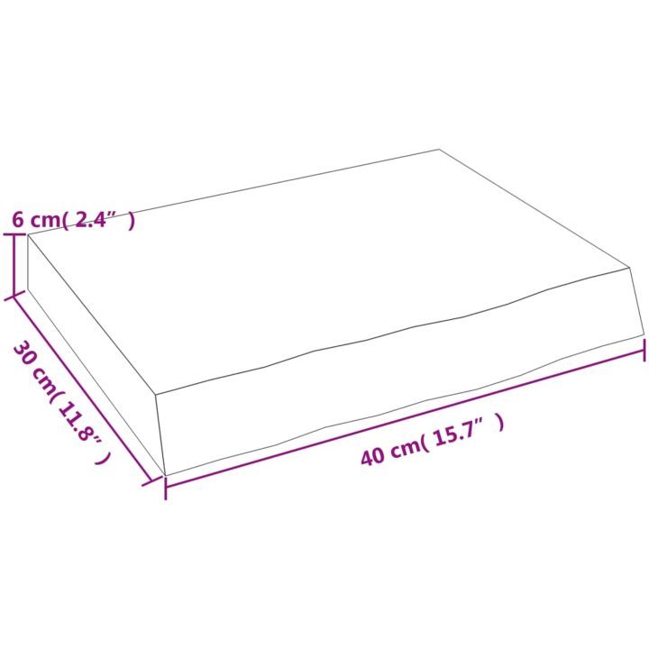 Bänkskiva för badrum 40x30x(2-6) cm obehandlat massivt trä vidaXL 40 x 30 x 6 cm – bild 8