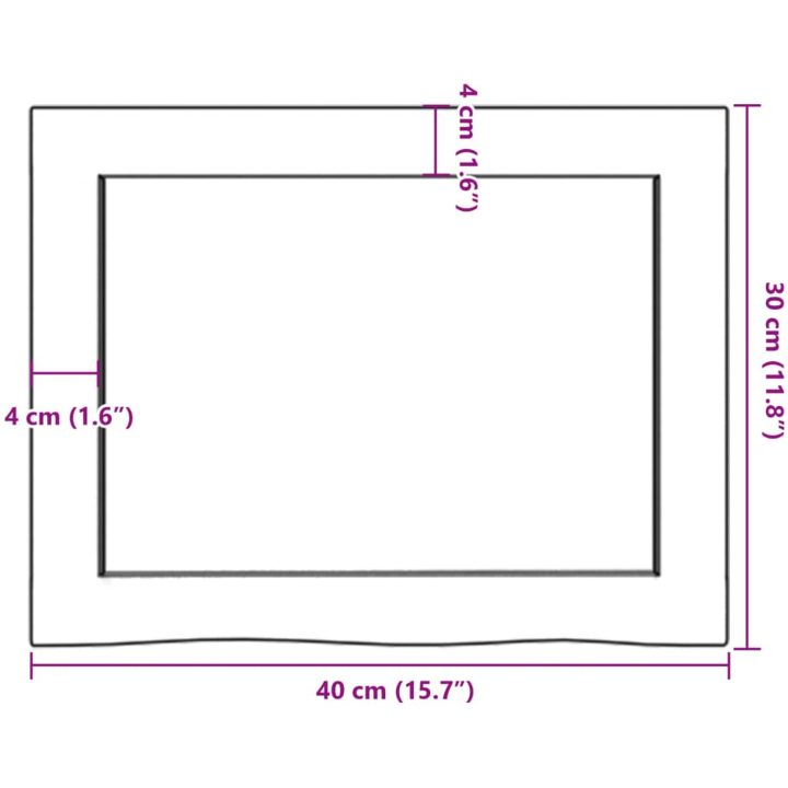 Bänkskiva för badrum 40x30x(2-6) cm obehandlat massivt trä vidaXL 40 x 30 x 6 cm – bild 9