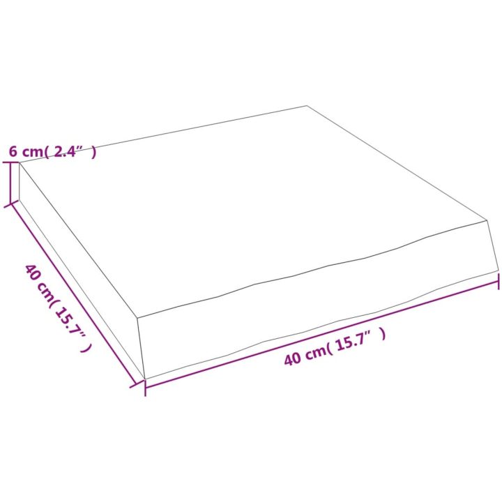 Bänkskiva för badrum 40x40x(2-6) cm obehandlat massivt trä vidaXL 40 x 40 x 6 cm – bild 8