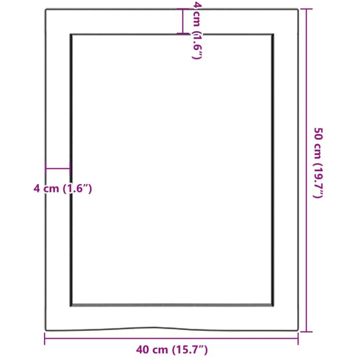 Bänkskiva för badrum 40x50x(2-4) cm obehandlat massivt trä vidaXL 40 x 50 x 4 cm – bild 9