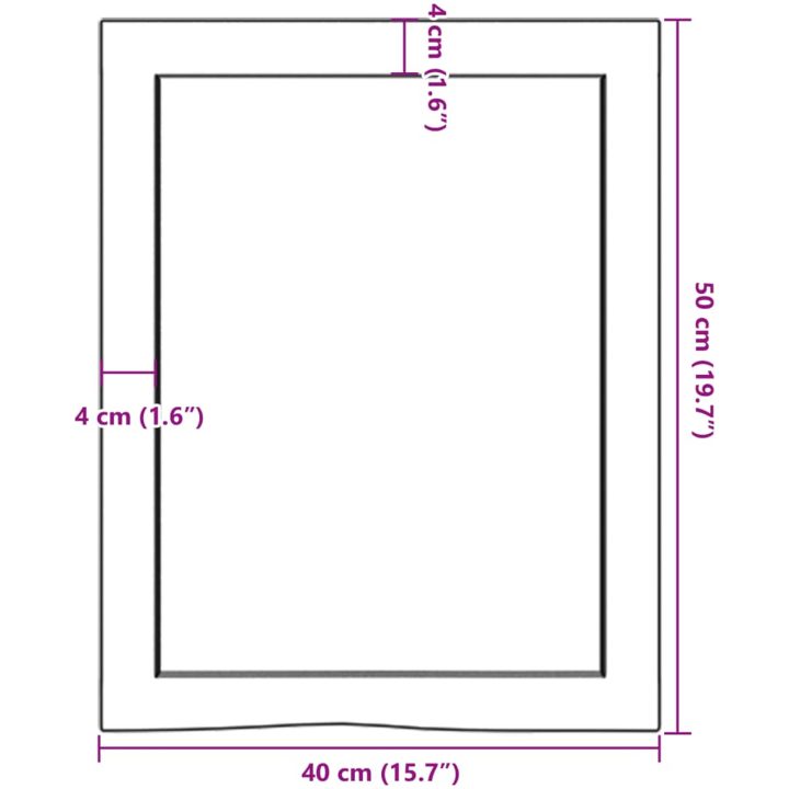 Bänkskiva för badrum 40x50x(2-6) cm obehandlat massivt trä vidaXL 40 x 50 x 6 cm – bild 9