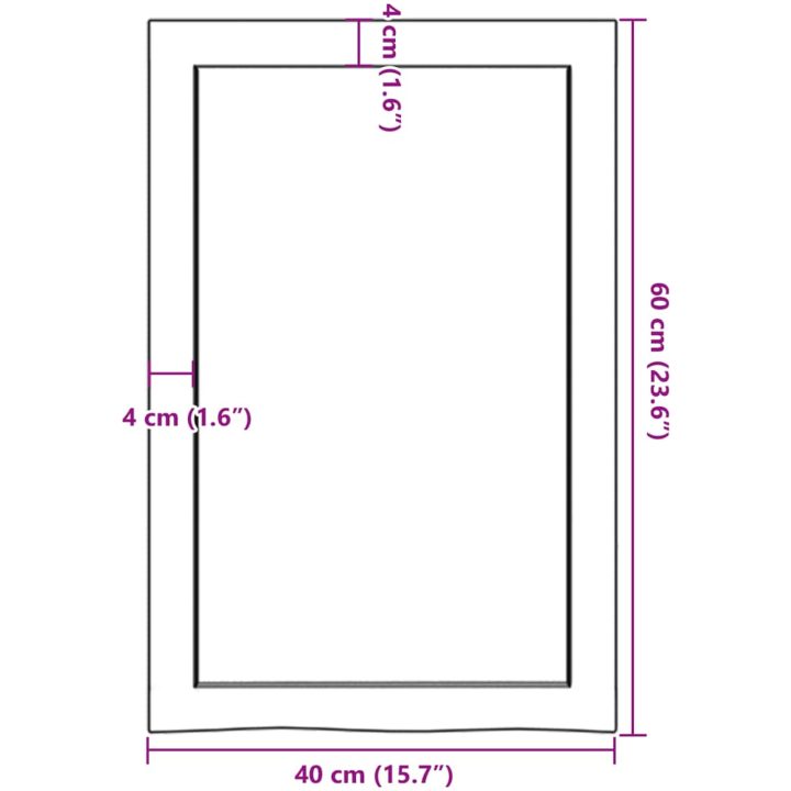 Bänkskiva för badrum 40x60x(2-4) cm obehandlat massivt trä vidaXL 40 x 60 x 4 cm – bild 9