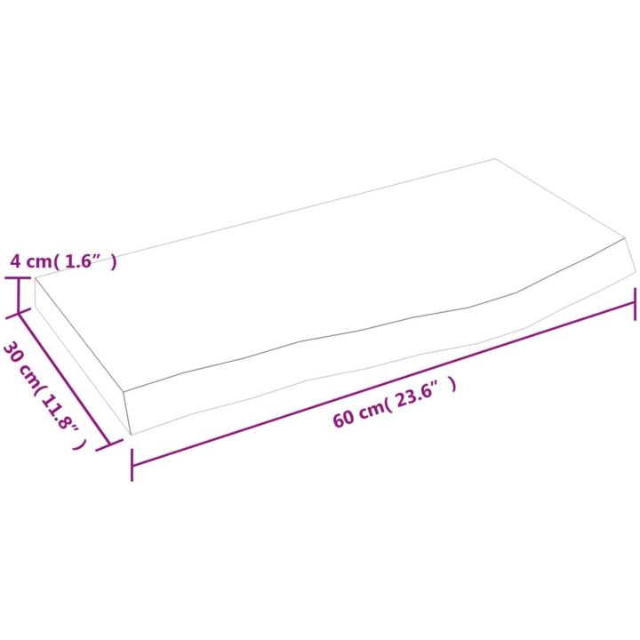 Bänkskiva för badrum 60x30x(2-4) cm obehandlat massivt trä vidaXL 60 x 30 x 4 cm – bild 8