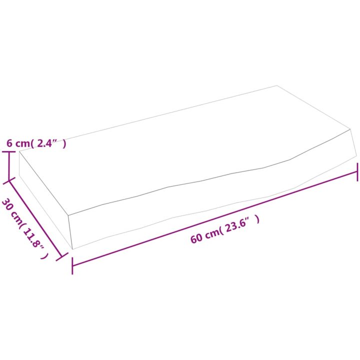 Bänkskiva för badrum 60x30x(2-6) cm obehandlat massivt trä vidaXL 60 x 30 x 6 cm – bild 8