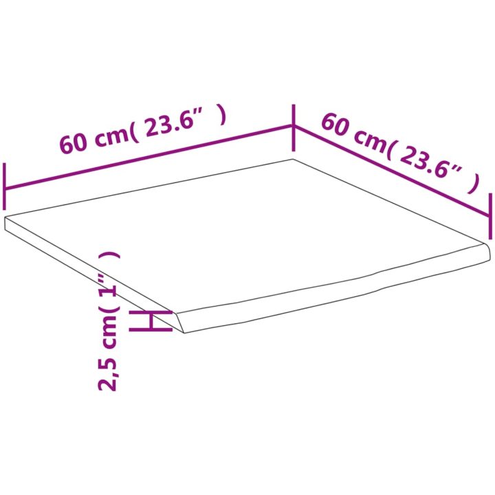 Bänkskiva för badrum 60x60x2,5 cm fyrkantig massiv akacia vidaXL 60 x 60 x 2.5 cm – bild 8