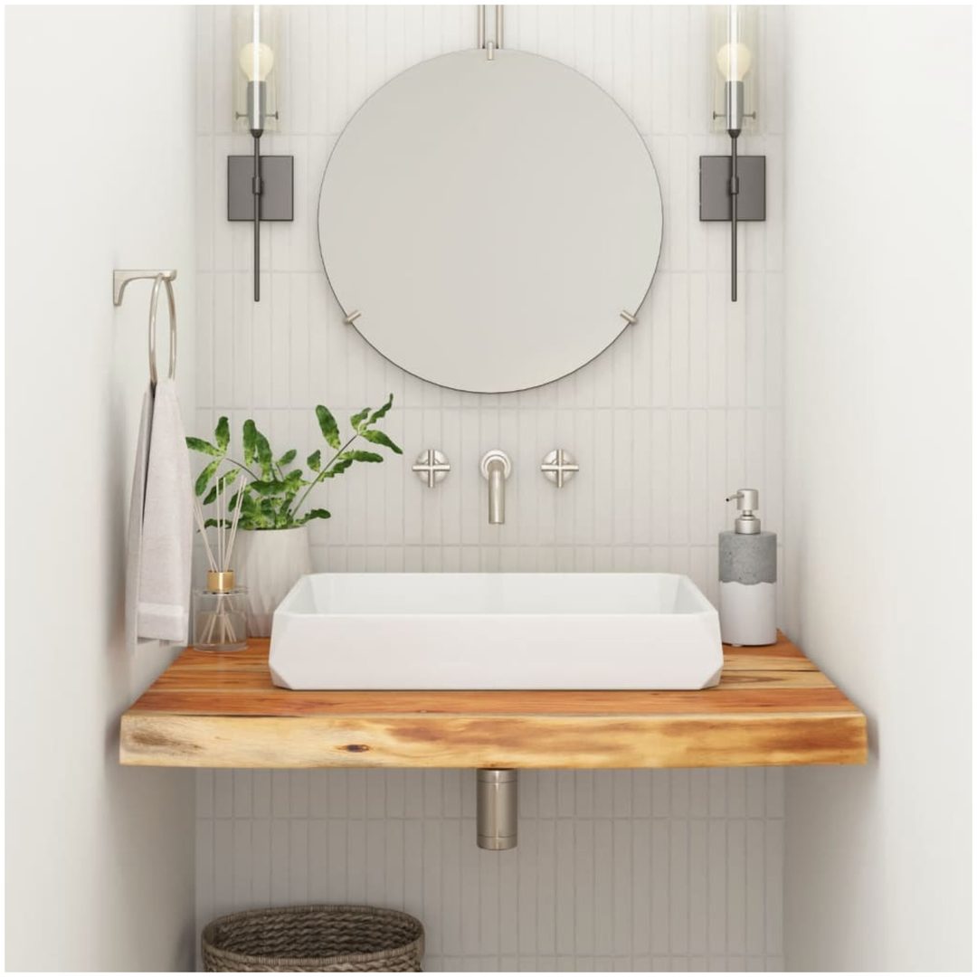 Bänkskiva för badrum 70x60x2,5 cm rektangulär massiv akacia vidaXL 70 x 60 x 2.5 cm