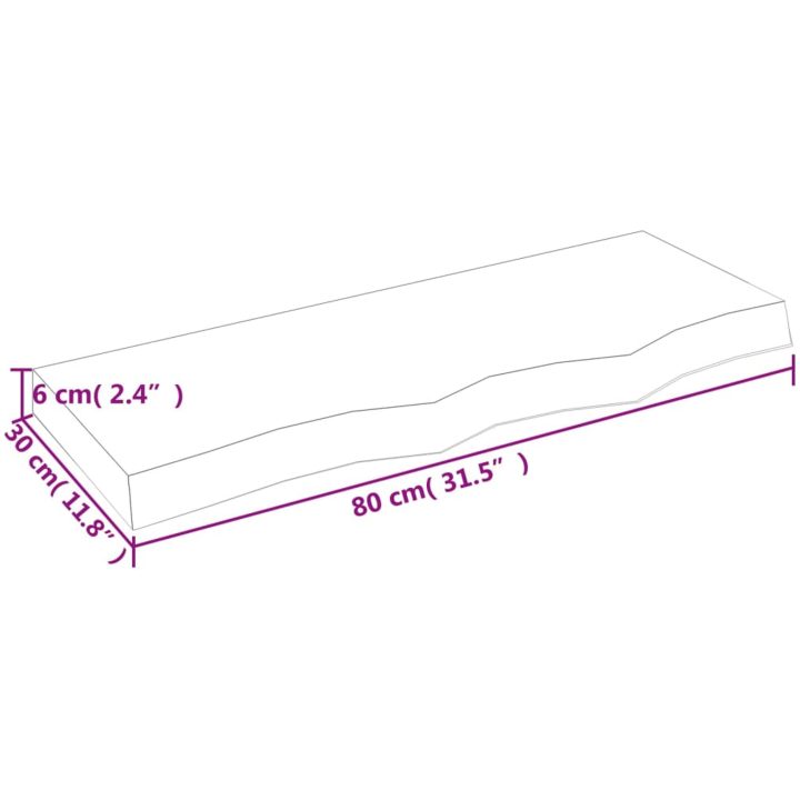 Bänkskiva för badrum 80x30x(2-6) cm obehandlat massivt trä vidaXL 80 x 30 x 6 cm – bild 8
