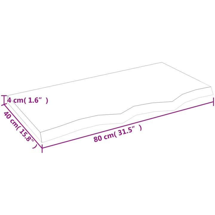 Bänkskiva för badrum 80x40x(2-4) cm obehandlat massivt trä vidaXL 80 x 40 x 4 cm – bild 8