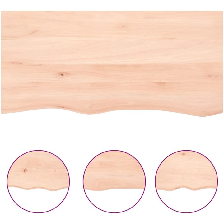 Bänkskiva för badrum 80x50x(2-4) cm obehandlat massivt trä vidaXL 80 x 50 x 4 cm – bild 5