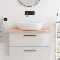 Bänkskiva för badrum 80x50x(2-4) cm obehandlat massivt trä vidaXL
