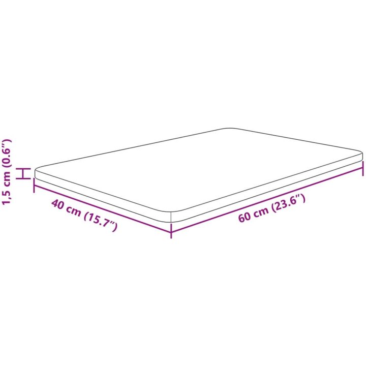 Bänkskiva för badrum ljusbrun behandlat massivt trä vidaXL 60 x 40 x 1.5 cm – bild 4