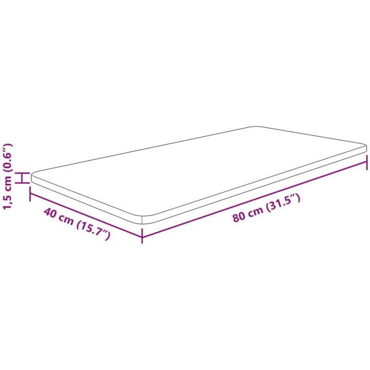 Bänkskiva för badrum ljusbrun massivt trä vidaXL 80 x 40 x 1.5 cm – bild 4