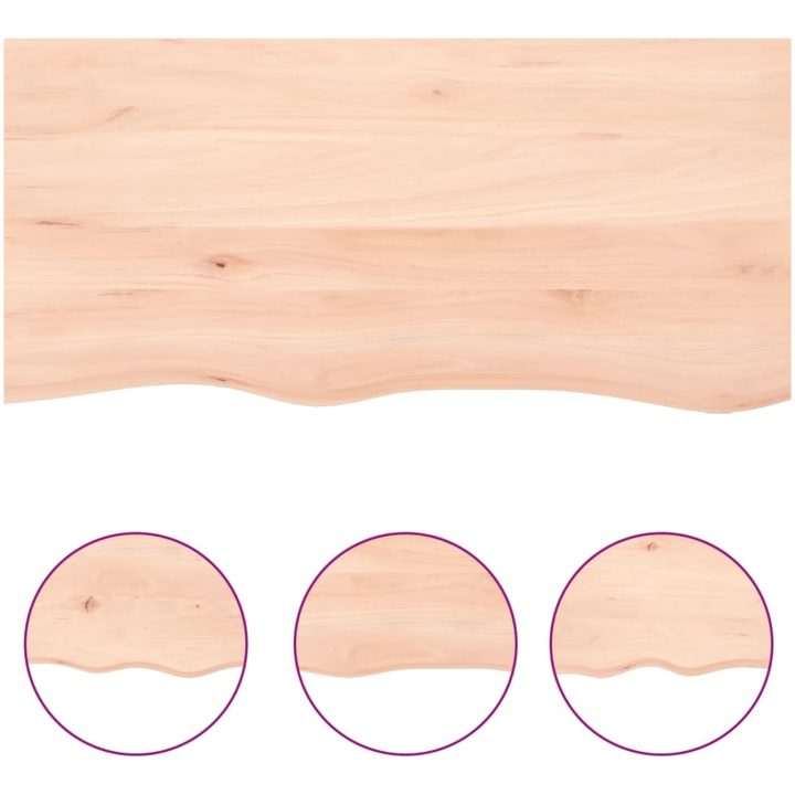Bänkskiva för badrum obehandlat massivt trä vidaXL 60 x 30 x 2 cm – bild 4