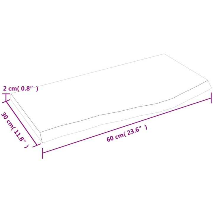 Bänkskiva för badrum obehandlat massivt trä vidaXL 60 x 30 x 2 cm – bild 6