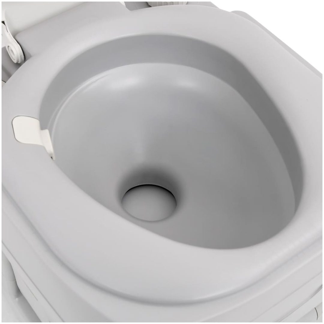 Bärbar campingtoalett grå och vit 22+12 L HDPE vidaXL – bild 8