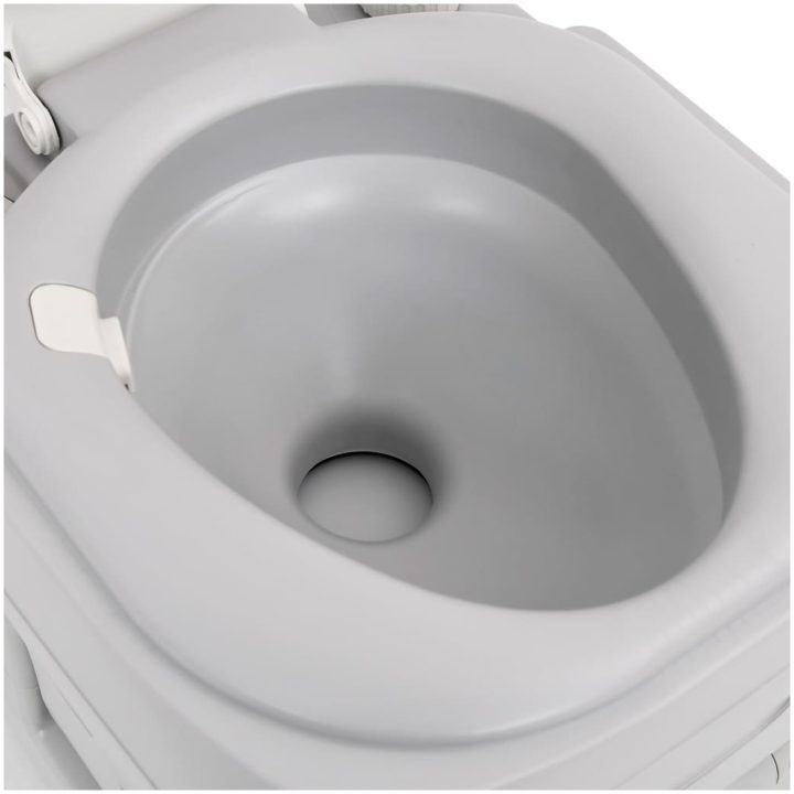 Bärbar campingtoalett grå och vit 22+12 L HDPE vidaXL – bild 8