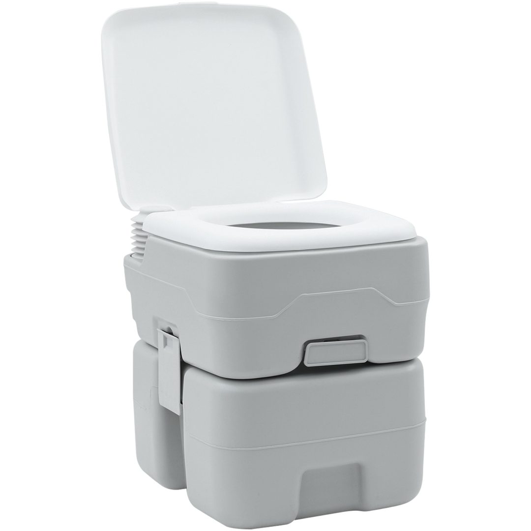 Bärbar Toalett Grå & Vit Plast 20 L vidaXL 41.5 x 36.5 x 42 cm – bild 2