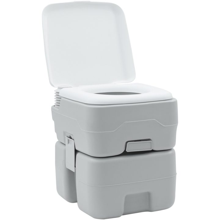Bärbar Toalett Grå & Vit Plast 20 L vidaXL 41.5 x 36.5 x 42 cm – bild 2