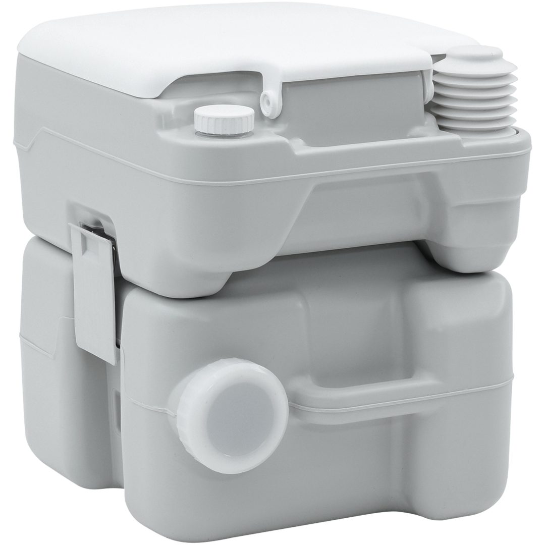 Bärbar Toalett Grå & Vit Plast 20 L vidaXL 41.5 x 36.5 x 42 cm – bild 3