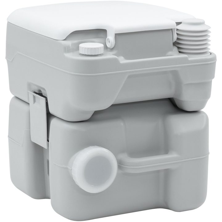 Bärbar Toalett Grå & Vit Plast 20 L vidaXL 41.5 x 36.5 x 42 cm – bild 3