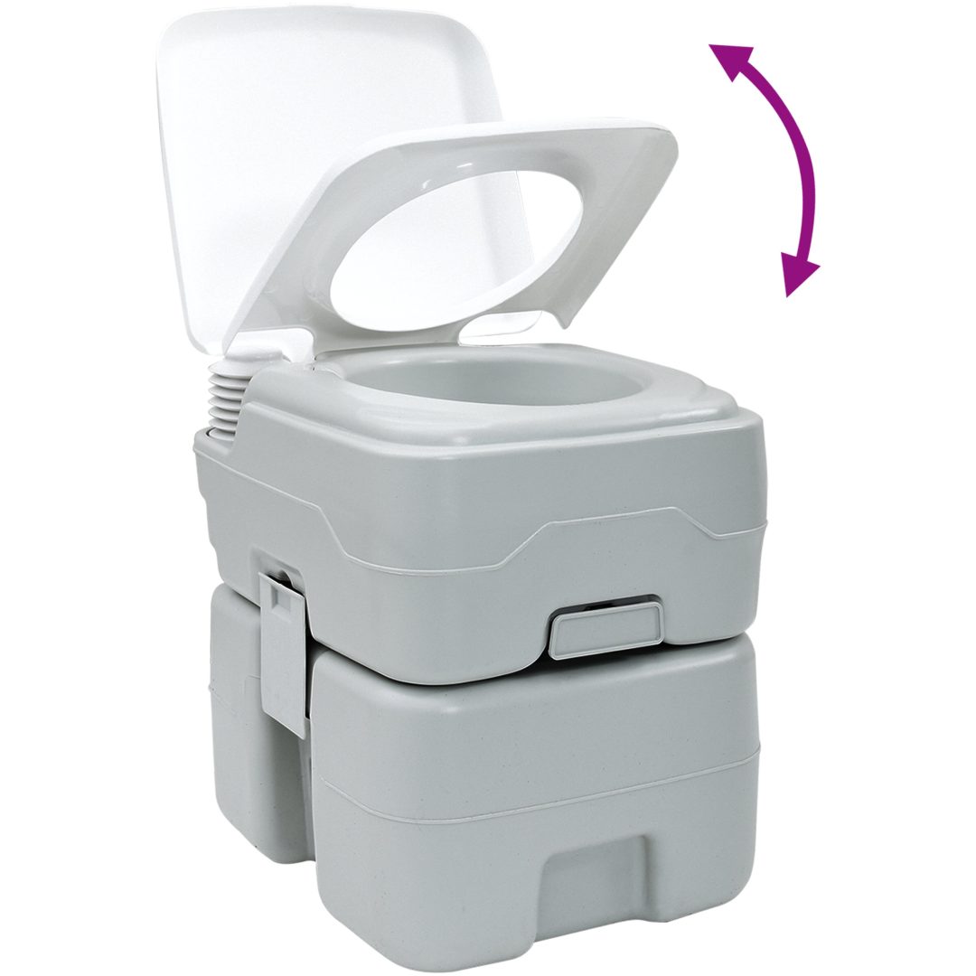 Bärbar Toalett Grå & Vit Plast 20 L vidaXL 41.5 x 36.5 x 42 cm – bild 10