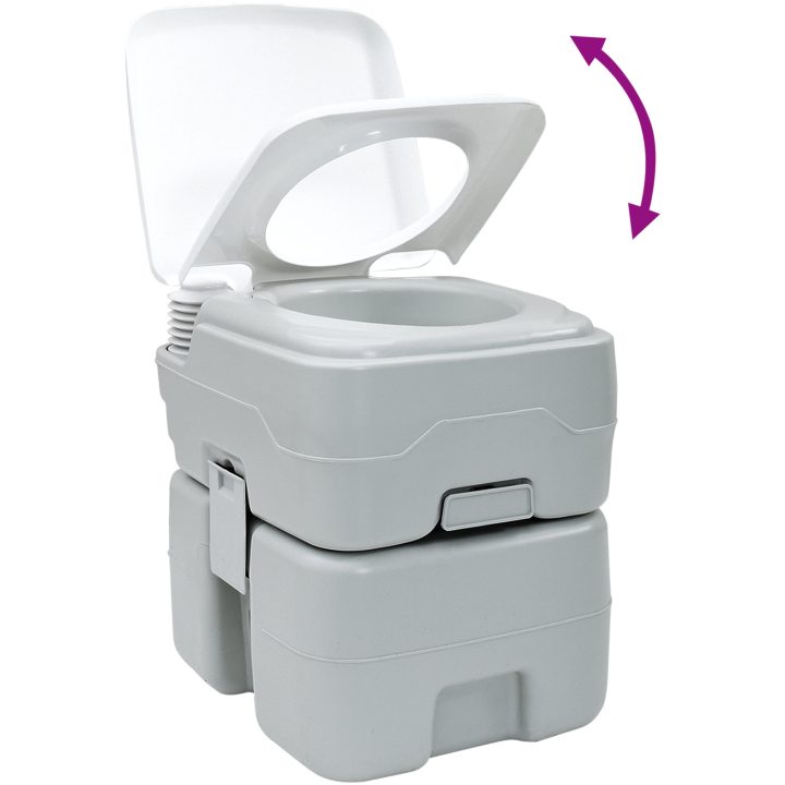 Bärbar Toalett Grå & Vit Plast 20 L vidaXL 41.5 x 36.5 x 42 cm – bild 10
