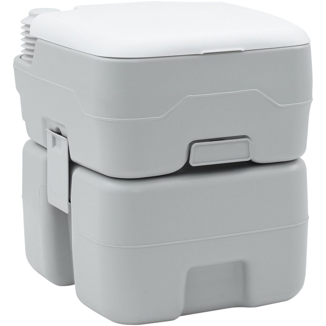 Bärbar Toalett Grå & Vit Plast 20 L vidaXL 41.5 x 36.5 x 42 cm