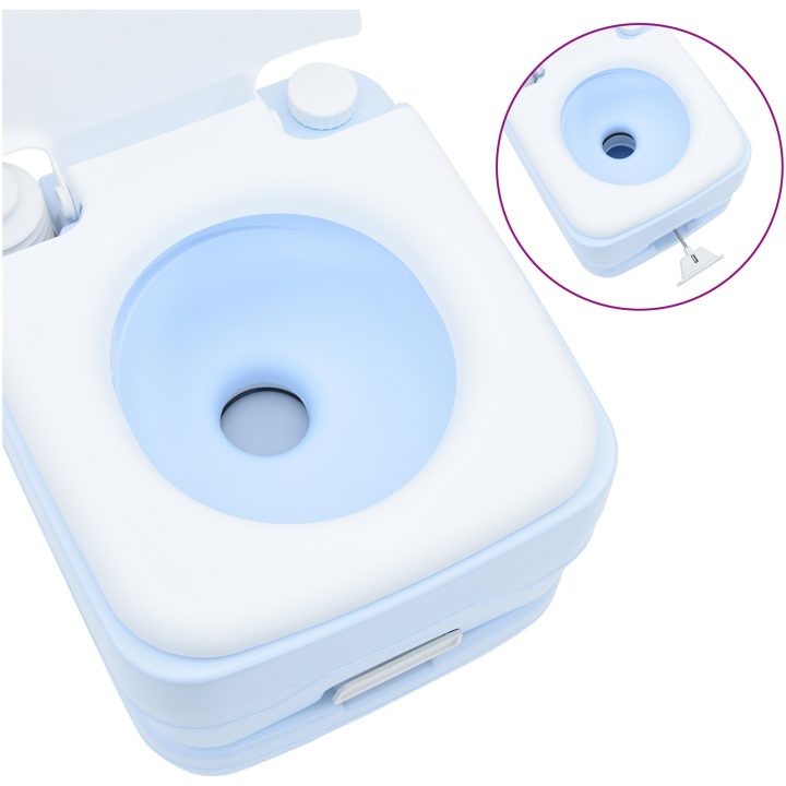 Bärbar Toalettlampa Blå och Vit Plast 20 L vidaXL Compact – bild 9