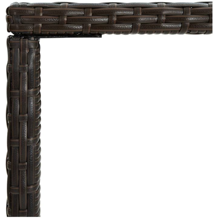 Barbord för trädgård brun konstrotting och glas vidaXL 70 x 70 x 110 cm – bild 4