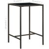 Barbord för trädgård brun konstrotting och glas vidaXL 70 x 70 x 110 cm – miniatyr 6
