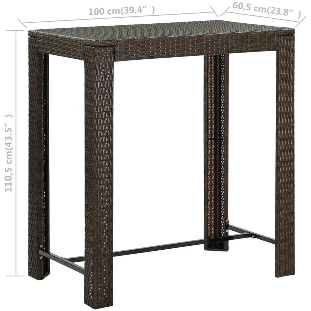 Barbord för trädgård brun konstrotting vidaXL 100 x 60.5 x 110.5 cm – bild 6