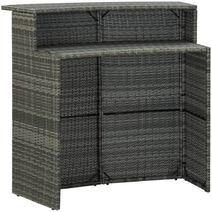 Barbord för trädgård grå 120x55x110 cm konstrotting vidaXL – bild 2