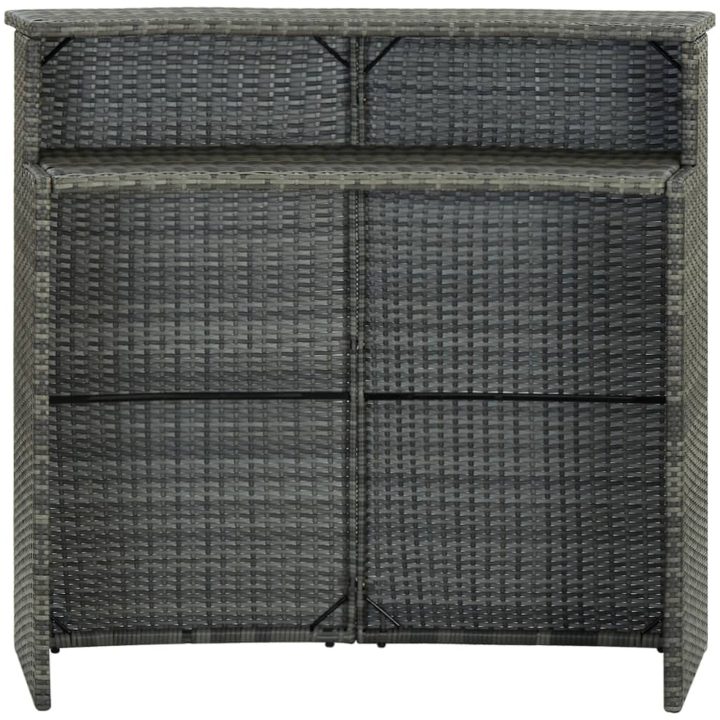 Barbord för trädgård grå 120x55x110 cm konstrotting vidaXL – bild 3
