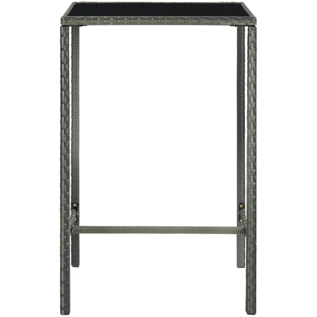 Barbord för trädgård grå konstrotting och glas vidaXL 70 x 70 x 110 cm – bild 2