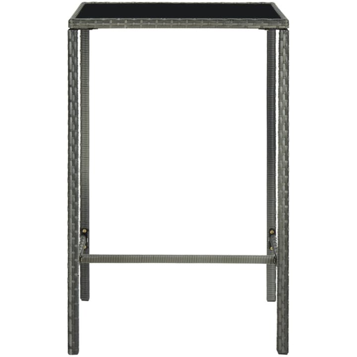 Barbord för trädgård grå konstrotting och glas vidaXL 70 x 70 x 110 cm – bild 2