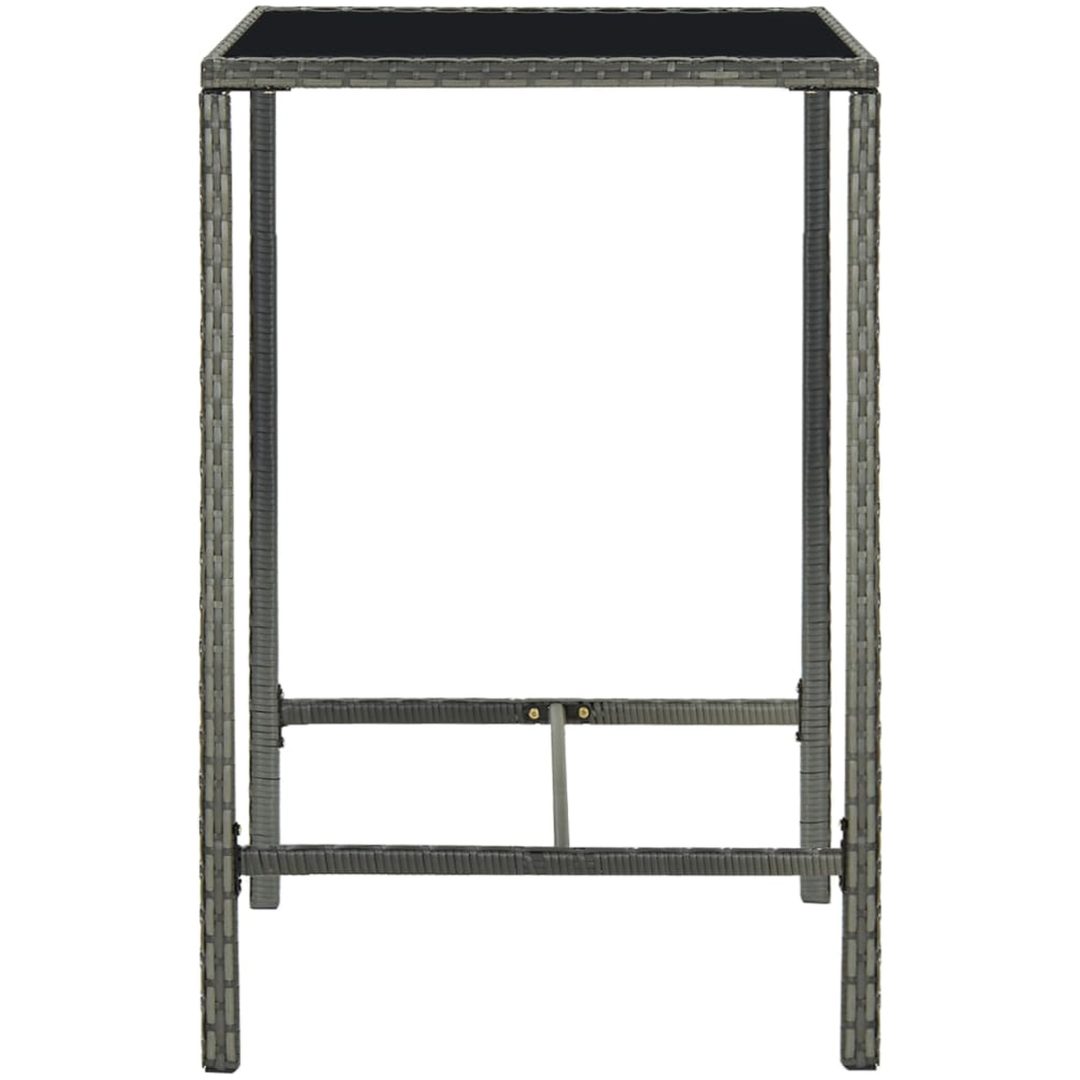 Barbord för trädgård grå konstrotting och glas vidaXL 70 x 70 x 110 cm – bild 3