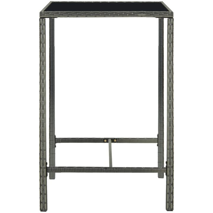 Barbord för trädgård grå konstrotting och glas vidaXL 70 x 70 x 110 cm – bild 3