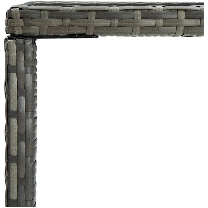 Barbord för trädgård grå konstrotting och glas vidaXL 70 x 70 x 110 cm – bild 4