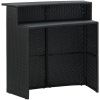 Barbord för trädgård svart 120x55x110 cm konstrotting vidaXL – miniatyr 3