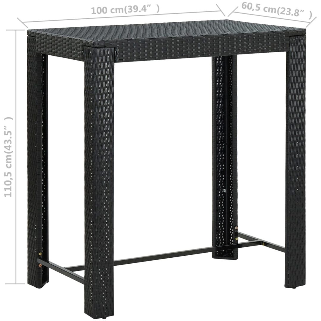 Barbord för trädgård svart konstrotting vidaXL 100 x 60.5 x 110.5 cm – bild 6
