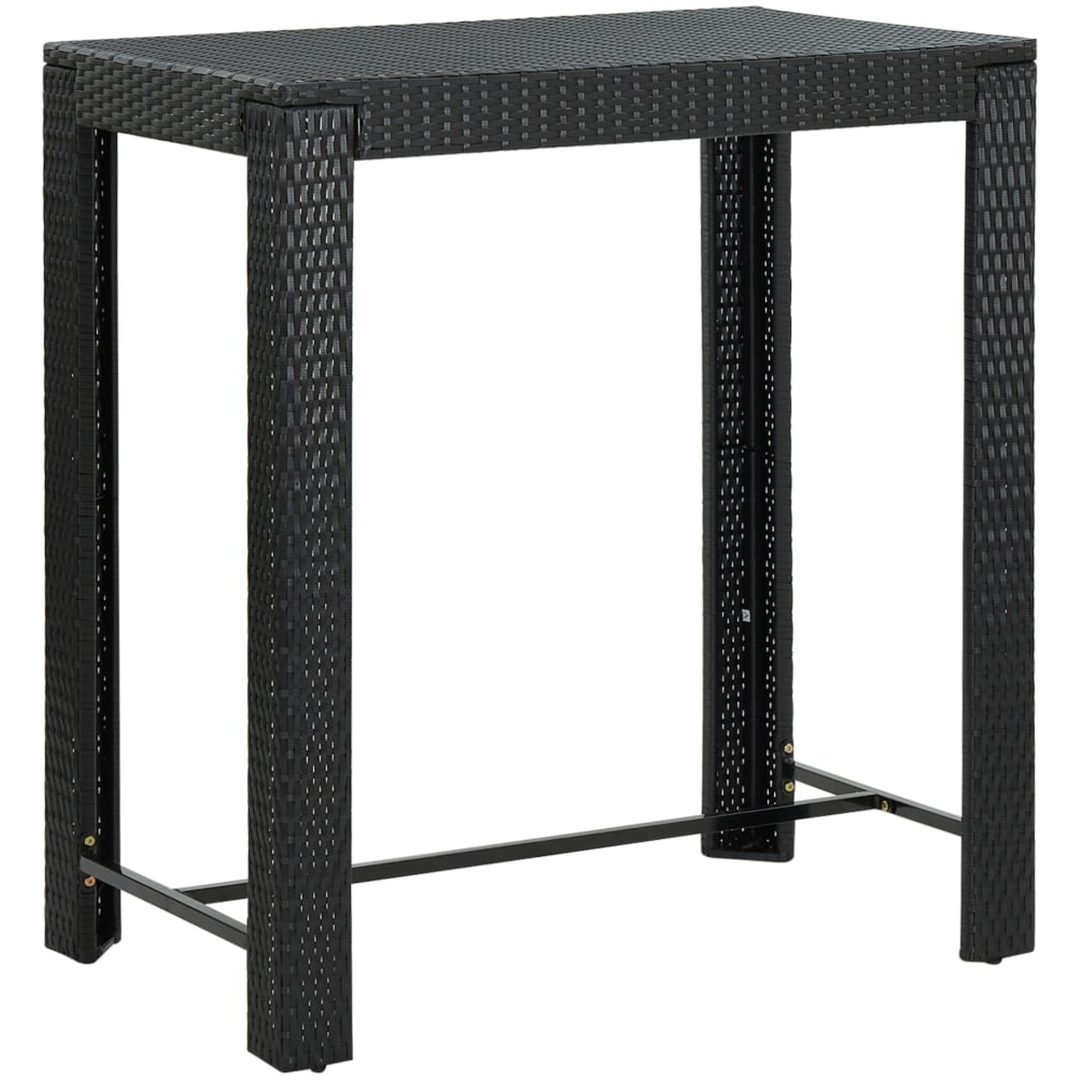 Barbord för trädgård svart konstrotting vidaXL 100 x 60.5 x 110.5 cm