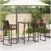 Barbord för trädgården brun konstrotting vidaXL 70 x 70 x 110 cm – miniatyr 3