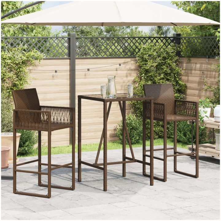 Barbord för trädgården brun konstrotting vidaXL 70 x 70 x 110 cm – bild 3
