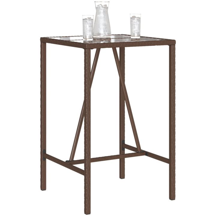Barbord för trädgården brun konstrotting vidaXL 70 x 70 x 110 cm – bild 4