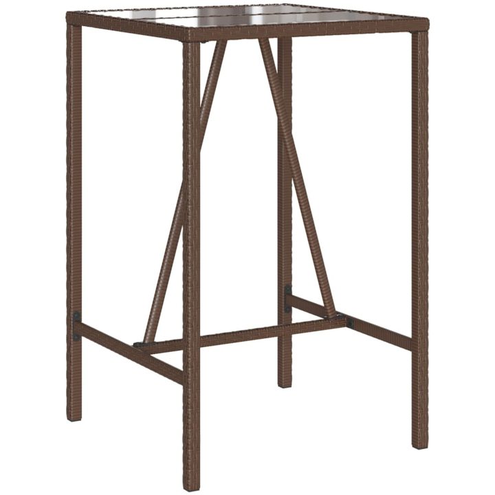 Barbord för trädgården brun konstrotting vidaXL 70 x 70 x 110 cm – bild 7