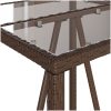 Barbord för trädgården brun konstrotting vidaXL 70 x 70 x 110 cm – miniatyr 9