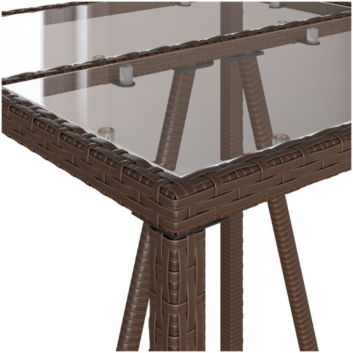 Barbord för trädgården brun konstrotting vidaXL 70 x 70 x 110 cm – bild 9