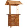 Barbord för trädgården med tak 113x106x217 cm massivt akaciaträ vidaXL – miniatyr 2